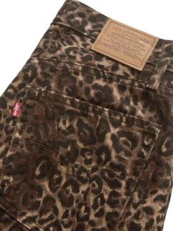 Pantalon 5 Poches Baggy Dad en coton imprimé léopard avec une coupe large