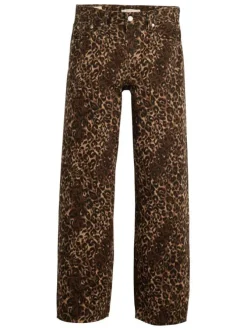 Pantalon 5 Poches Baggy Dad en coton imprimé léopard avec une coupe large