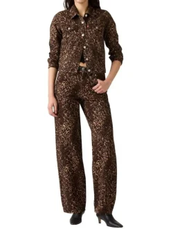 Pantalon 5 Poches Baggy Dad en coton imprimé léopard avec une coupe large