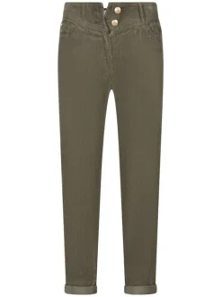 Pantalon 5 Poches en coton kaki et en velours côtelé avec une coupe bootcut