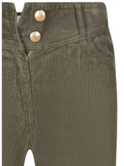 Pantalon 5 Poches en coton kaki et en velours côtelé avec une coupe bootcut
