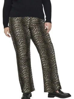 Pantalon 5 poches en coton noir à imprimé léopard avec une coupe regular fit