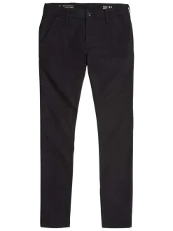 Pantalon 5 Poches en coton noir uni avec une coupe skinny et des poches
