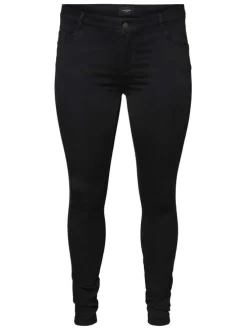 Pantalon 5 Poches Grande Taille noir uni avec une coupe slim