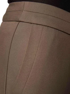 Pantalon 5 poches kaki uni avec une coupe droite et une taille élastiquée