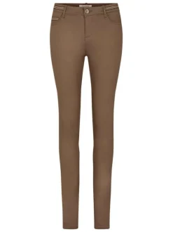 Pantalon 5 Poches kaki uni avec une coupe slim et des liserés