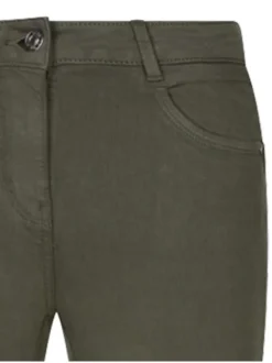 Pantalon 5 Poches kaki uni à coupe slim avec poches plaquées arrière