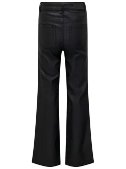 Pantalon à 5 poches noir en simili cuir avec une coupe bootcut