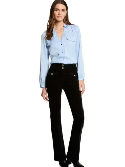 Pantalon 5 Poches noir uni avec une coupe droite et des passants pour ceinture