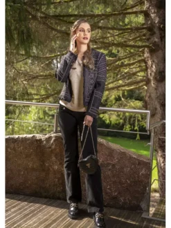 Pantalon 5 Poches noir uni avec une coupe droite et des passants pour ceinture