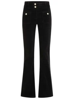 Pantalon 5 Poches noir uni avec une coupe droite et des passants pour ceinture