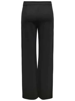 Pantalon 5 poches noir uni avec une coupe droite et une ceinture