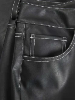 Pantalon 5 Poches noir uni à coupe bootcut avec passants pour ceinture