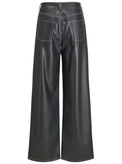 Pantalon 5 Poches noir uni à coupe bootcut avec passants pour ceinture
