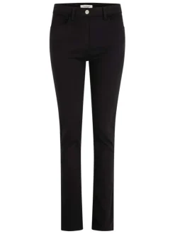 Pantalon 5 Poches noir uni à coupe slim avec des rivets chromés
