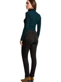 Pantalon 5 Poches noir uni à coupe slim avec des rivets chromés