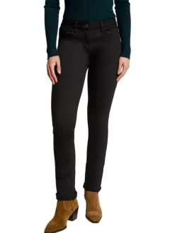 Pantalon 5 Poches noir uni à coupe slim avec des rivets chromés