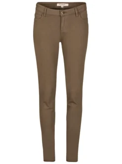 Pantalon 5 Poches vert uni avec une coupe slim et des passants pour ceinture