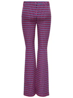 Pantalon rose avec un imprimé géométrique intégral et une coupe flare
