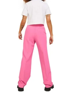 Pantalon rose Mary avec pli central et vertical sur les 2 faces coupe droite