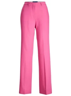 Pantalon rose Mary avec pli central et vertical sur les 2 faces coupe droite