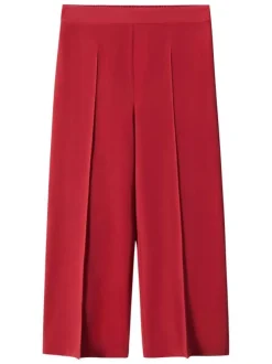 Pantalon rouge uni avec une coupe bootcut et une taille élastiquée