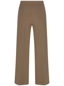 Pantalon sans poche chino taupe uni pourvu d'une coupe droite