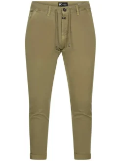 Pantalon slim coupe chino en coton mélangé à poches à rabat au dos et cordon de serrage