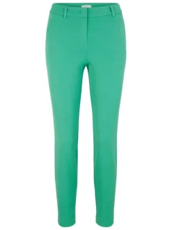 Pantalon slim à jambe 7/8èmes en jersey vert uni à poches italiennes