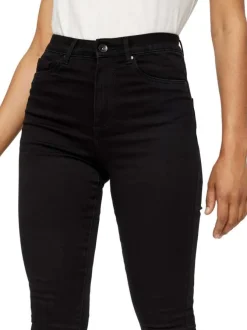 Pantalon Sophia noir en coton mélangé uni coupe slim 5 Poches