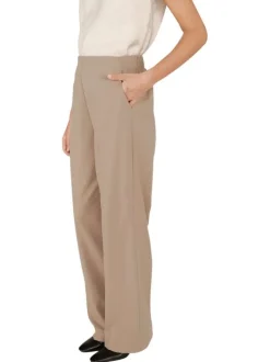 Pantalon tailleur beige uni avec une coupe bootcut et 2 poches