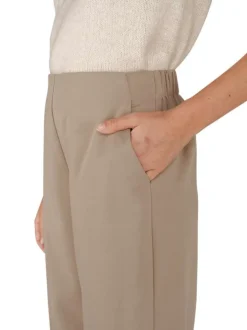 Pantalon tailleur beige uni avec une coupe bootcut et 2 poches