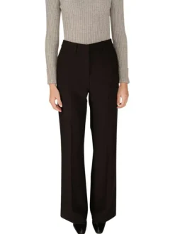 Pantalon tailleur noir uni avec une 2 poches et une coupe bootcut