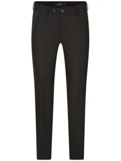 Pantalon Tessa Socially noir uni avec une coupe slim et tissu en nid d'abeille