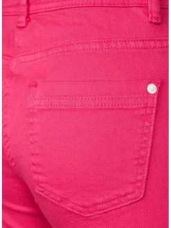 Pantalon Toronto Straight en coton rose uni avec une coupe slim et 5 poches