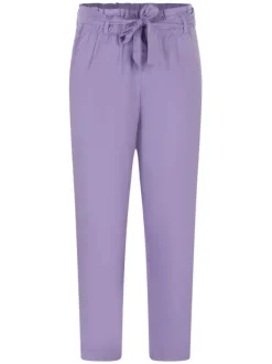 Pantalon uni à 2 poches avec une coupe paper bag et une taille haute