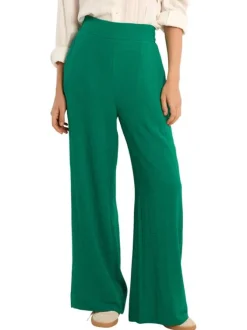Pantalon vert uni pourvu d'une coupe large et d'une taille haute