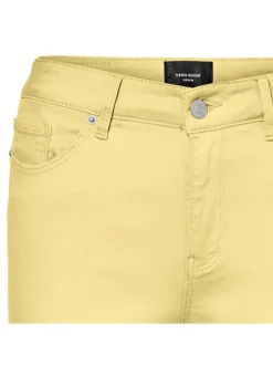 Pantalon Vmhot Seven jaune en coton mélangé uni avec une coupe skinny et 3 poches à l'avant