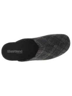 Pantoufles BELFORT à motif Tartan gris et marine