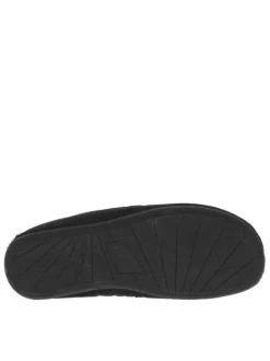 Pantoufles mules noires avec le coup de pied matelassé et feutrine noire
