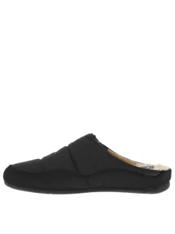 Pantoufles mules noires avec le coup de pied matelassé et feutrine noire