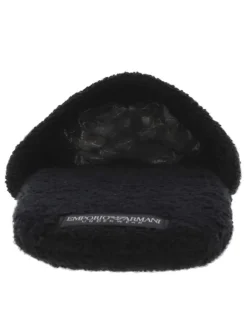 Pantoufles noires en coton éponge