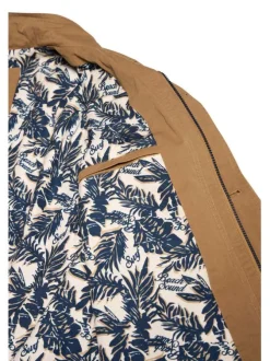 Parka en coton camel unie avec une coupe droite et un col montant