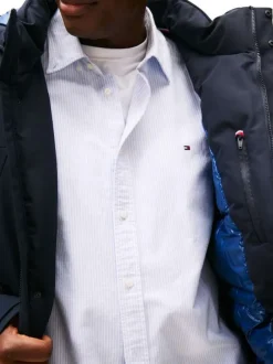Parka Grande Taille marine uni avec une coupe droite et longue