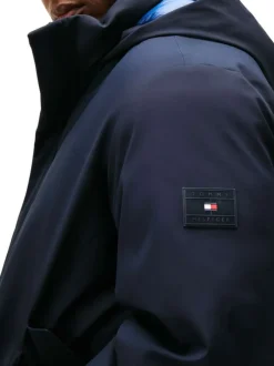 Parka Grande Taille marine uni avec une coupe droite et longue