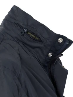 Parka marine à coupe droite pourvue d'un col montant à boutons pression