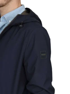 Parka marine uni avec une coupe droite et une fermeture zippée