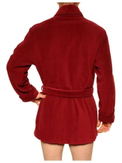 Peignoir Baikal Grande Taille rouge en velours à coupe droite et col cranté
