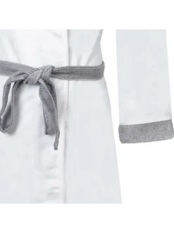 Peignoir blanc et gris chiné en coton avec une coupe droite