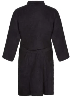 Peignoir de bain homme noir uni avec une ceinture à nouer à la taille
